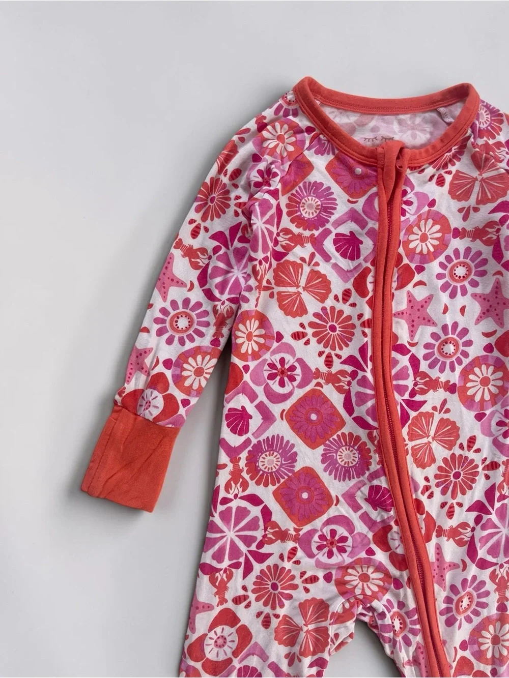 LITTLE SLEEPIES VGUC Bamboo Vibrant Geometric Floral Convertible Zip Up PJs